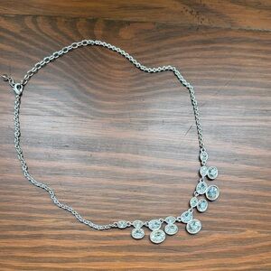 Sterling-Style Silver Crystal Cluster Necklace - Silver